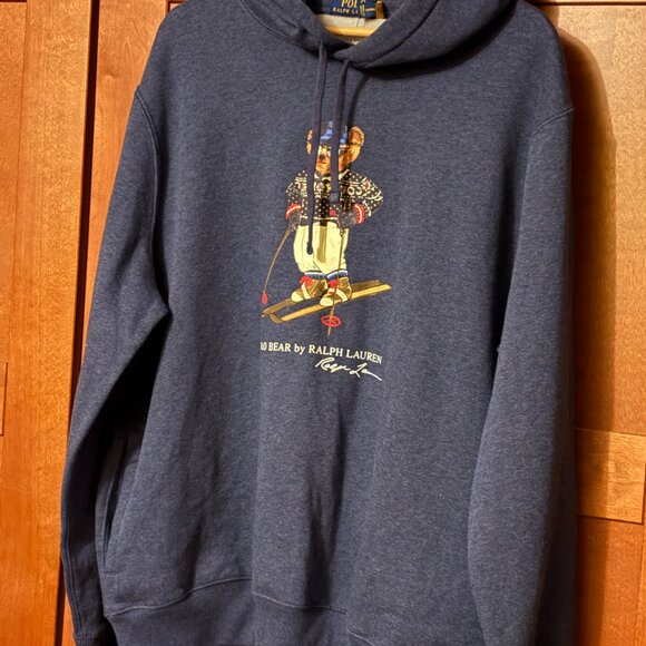 Ralph Lauren Ski Polo Bear Fleece Hoodie Navy Heather Pullover XL/TG Sz $208 - Picture 3 of 9
